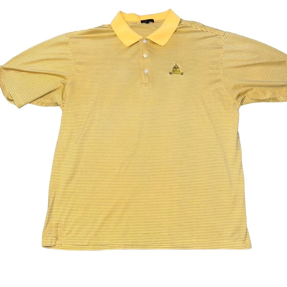 Embroidered Nick price Mens XL striped golf shirt / polo - congressional